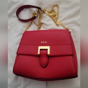 Lauren Ralph Lauren Carlisle Abree Mini Chain Crossbody Metallic RED